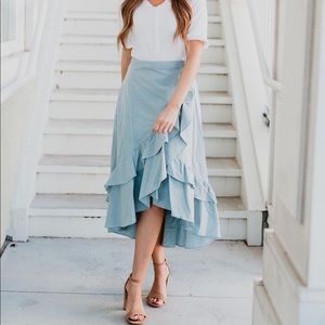 NWOT THE MILLER WRAP SKIRT IN BLUE